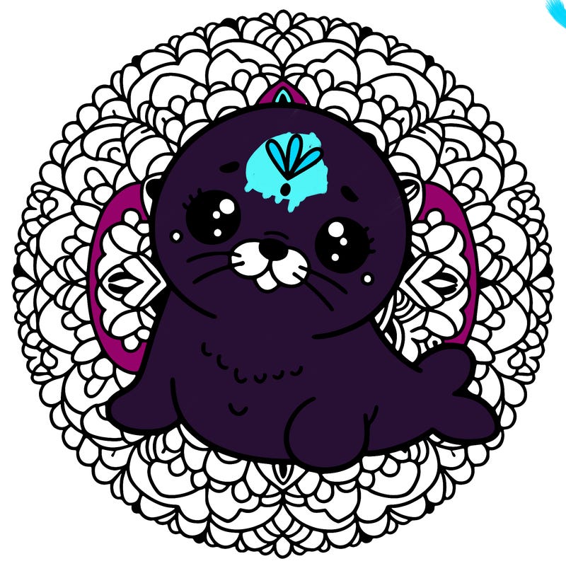 a cute baby seal mandala