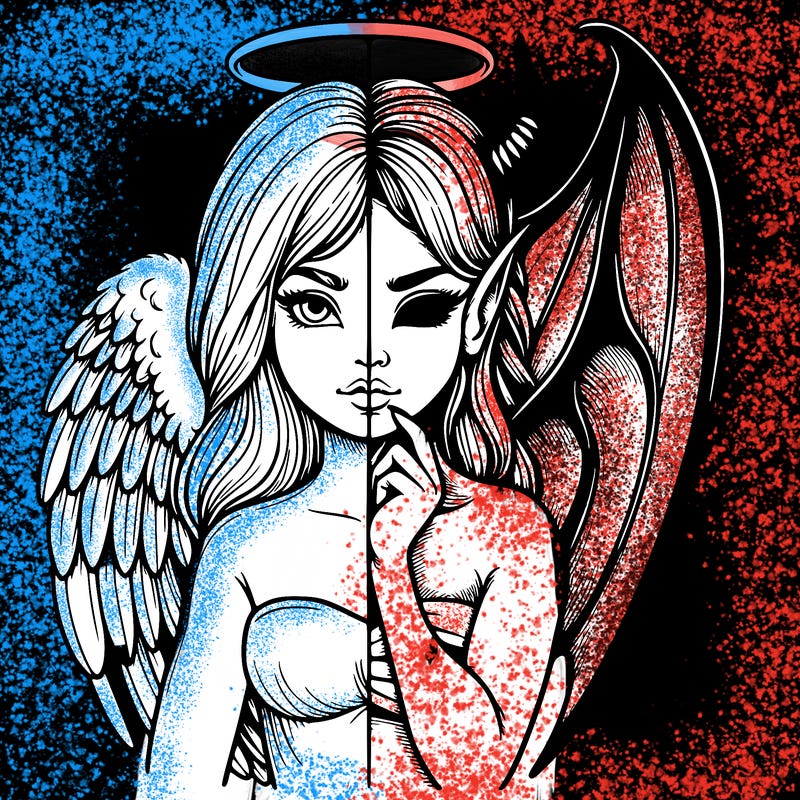 realistic angel half demon