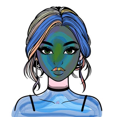 realistic girl with makeup on