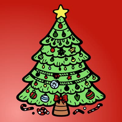 christmas tree with lots of details