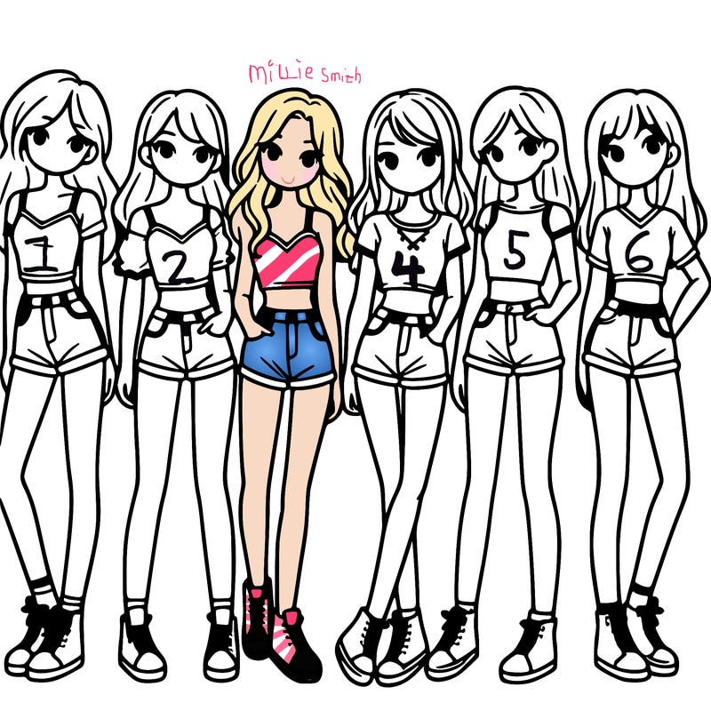 a group of girls wearing crop tops and shorts