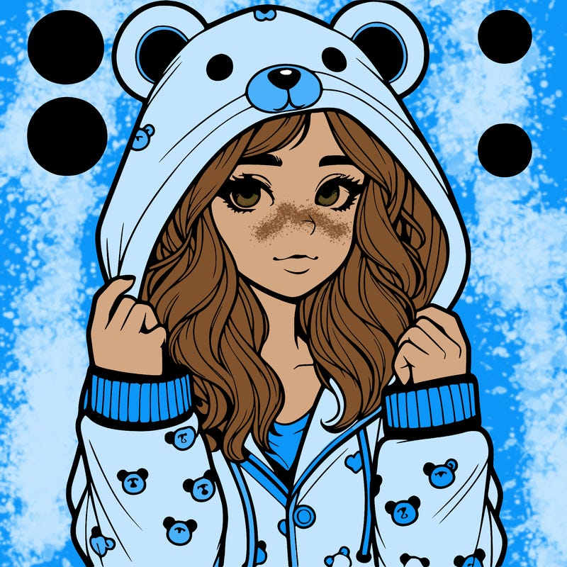 realistic girl in a animal pjs hoodie