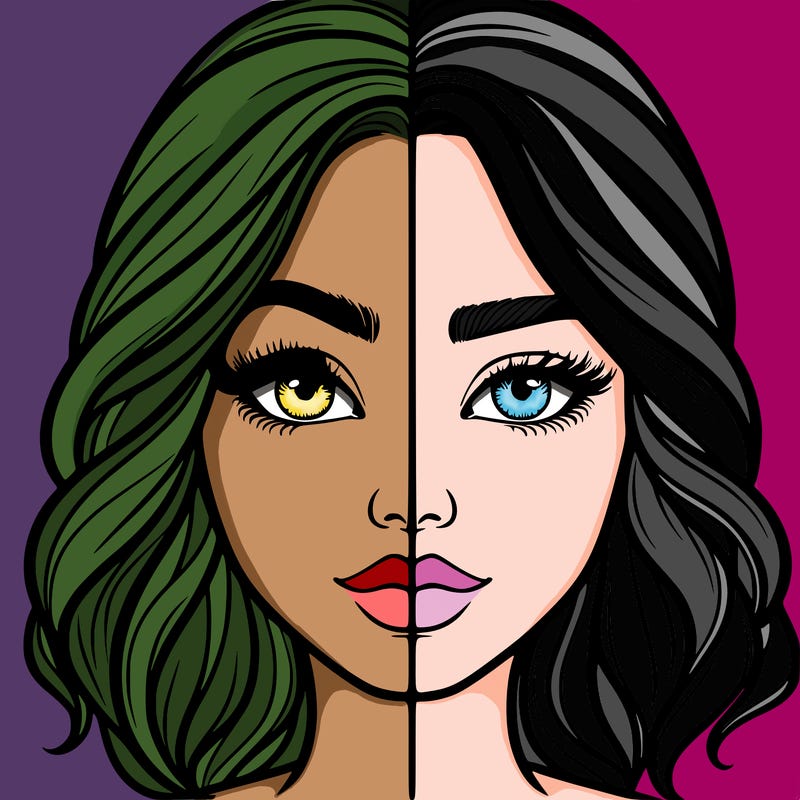 realistic girl split half