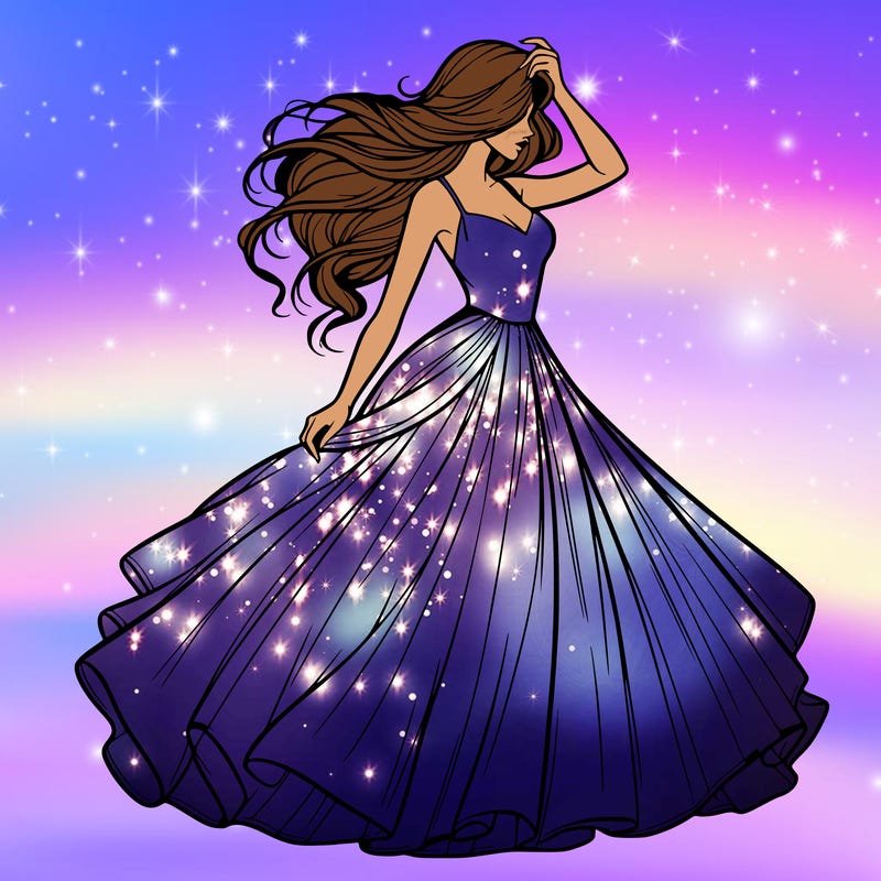 realistic woman with dress flowing in the wind