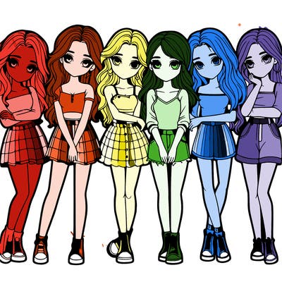 a group of girls realistic