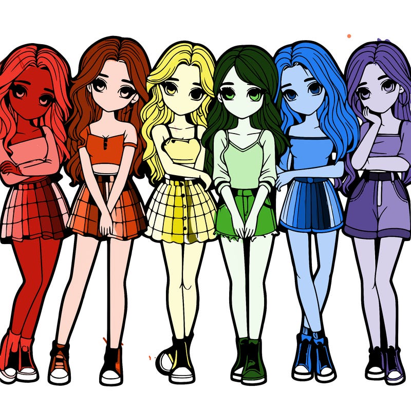 a group of girls realistic