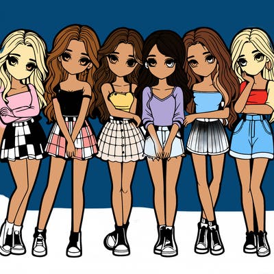 a group of girls realistic
