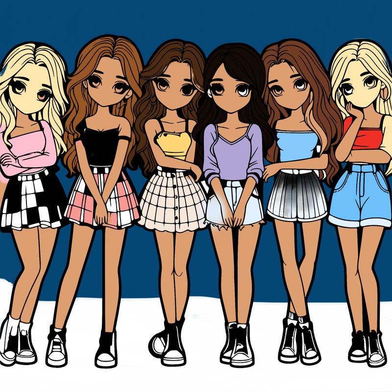 a group of girls realistic
