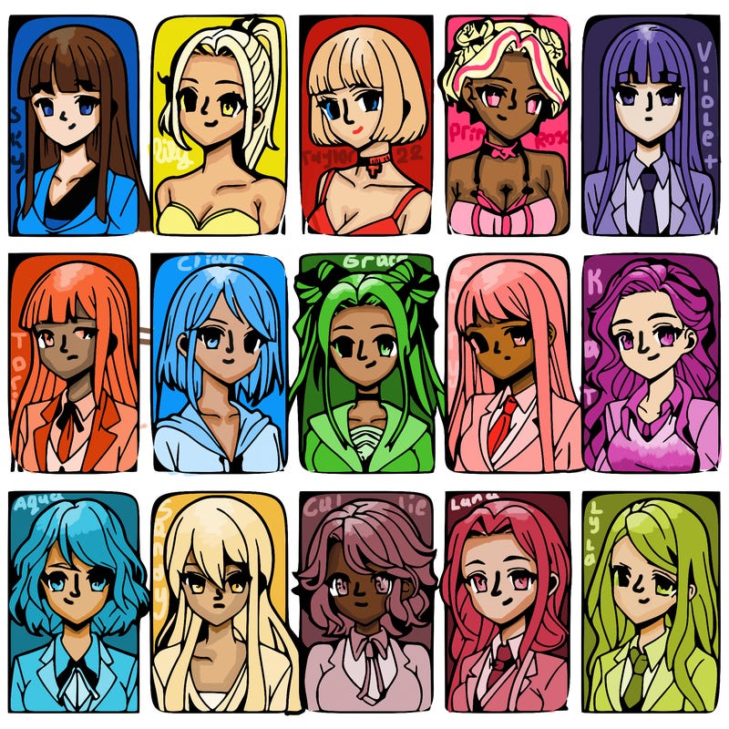 girls that look diffrent anime