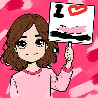 realistic girl holding up a sign