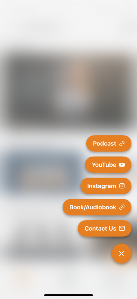 Social media and external resource links menu in The MSing Link app