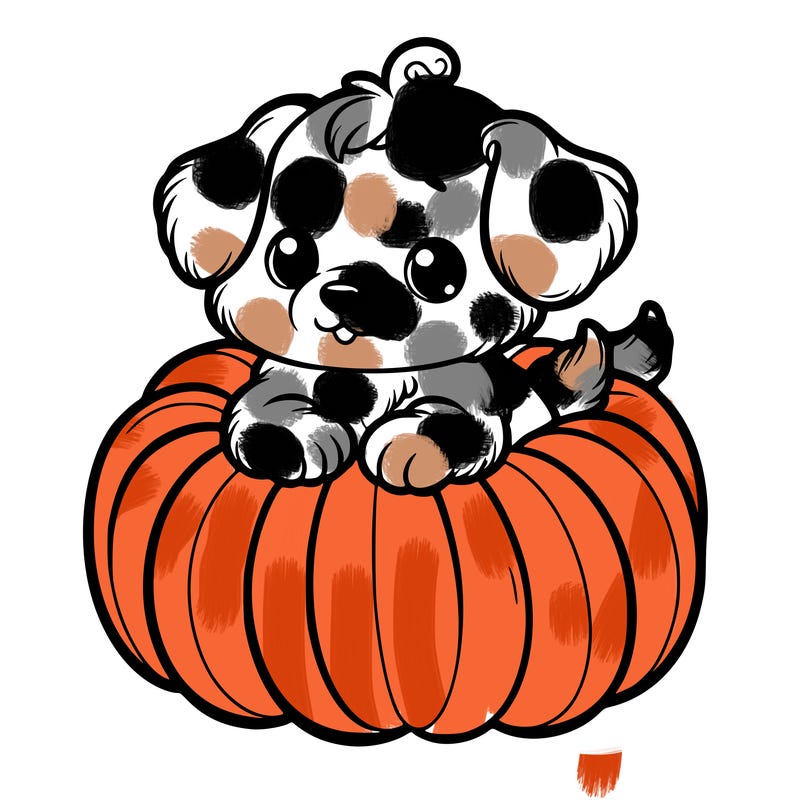 cute little puppy in a pumpkin