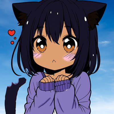 shy anime catgirl