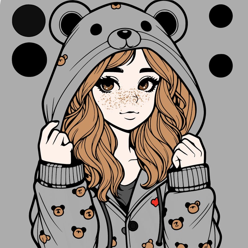 realistic girl in a animal pjs hoodie
