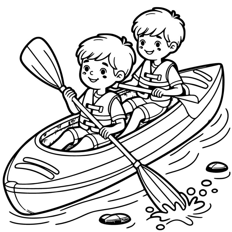 two boys in a kayak