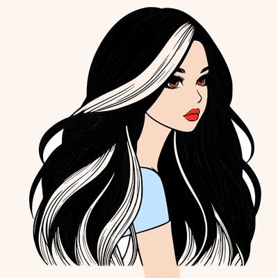 realistic girl with long realistic hair