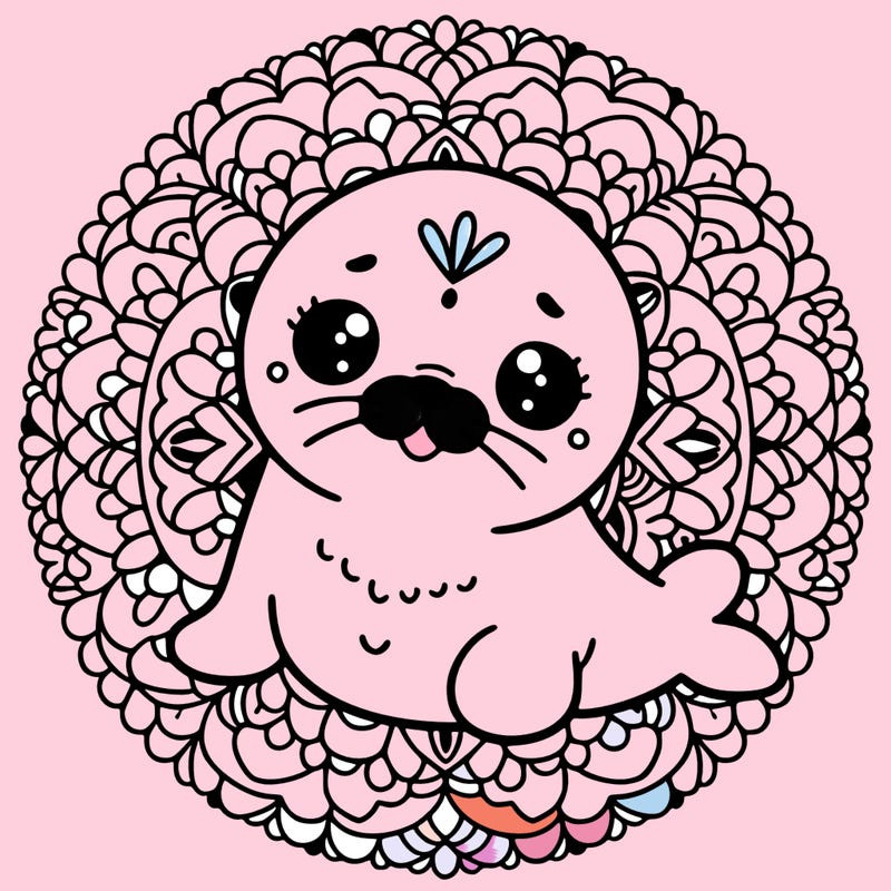 a cute baby seal mandala