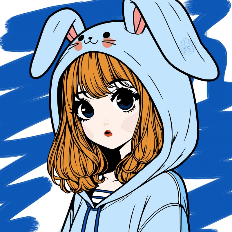 realistic girl wearing a bunny hoodie