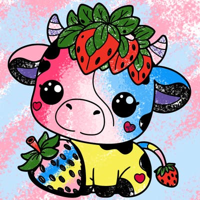 cute strawberry cow