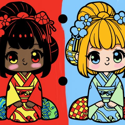 cute girl with japanese kimono