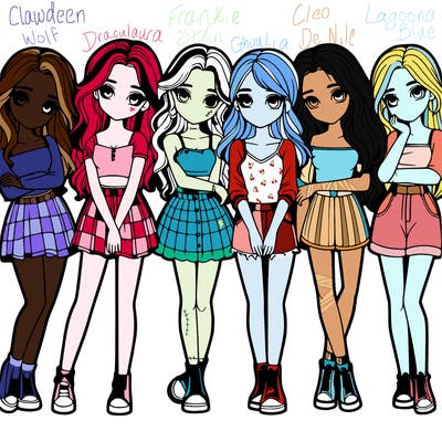 a group of girls realistic