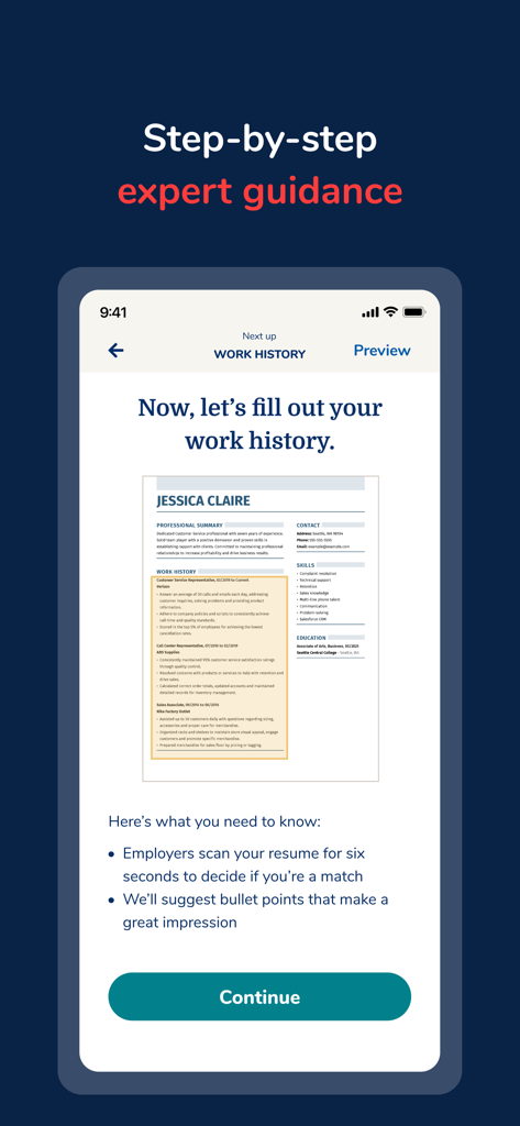 MyPerfectResume Builder - Guida esperta passo-passo per la compilazione della cronologia lavorativa nell'app MyPerfectResume