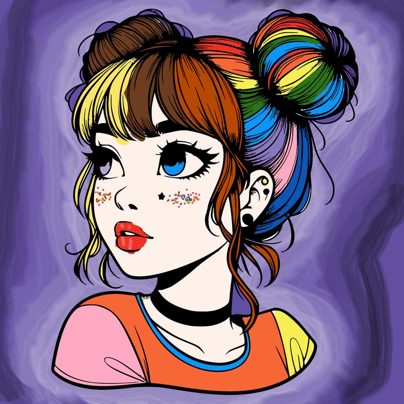 realistic girl with spacebuns
