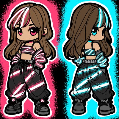 girl in crop top and baggy pants