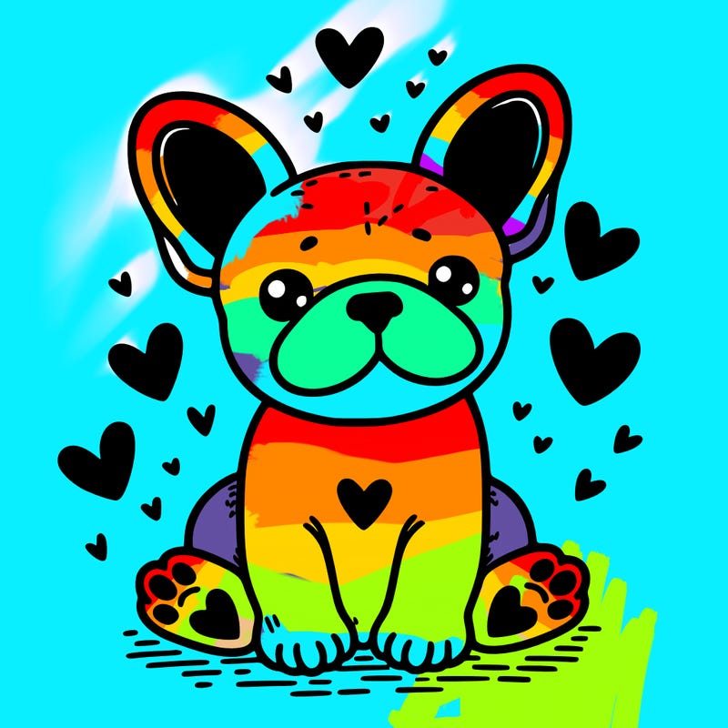 french bulldog with hearts