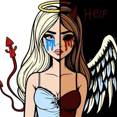 devil vs angel realistic girl