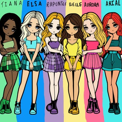 a group of girls realistic