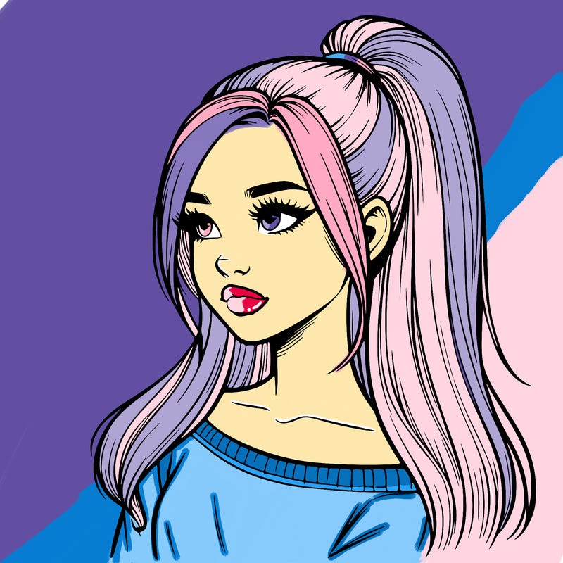 realistic girl with a high ponytail