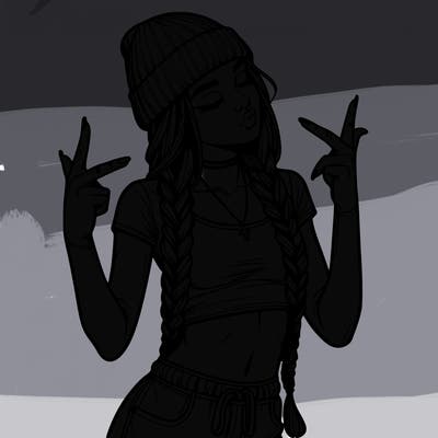 realistic teenage girl with braids and a beanie and crop top doing 🫶🏼