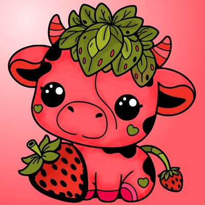 cute strawberry cow