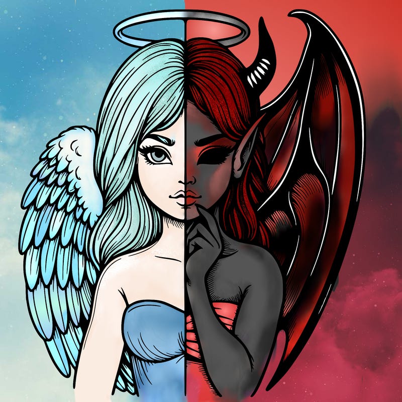 realistic angel half demon
