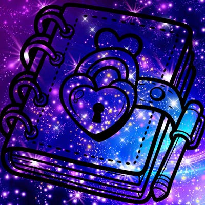 a diary with a heart-shaped lock and a matching key.