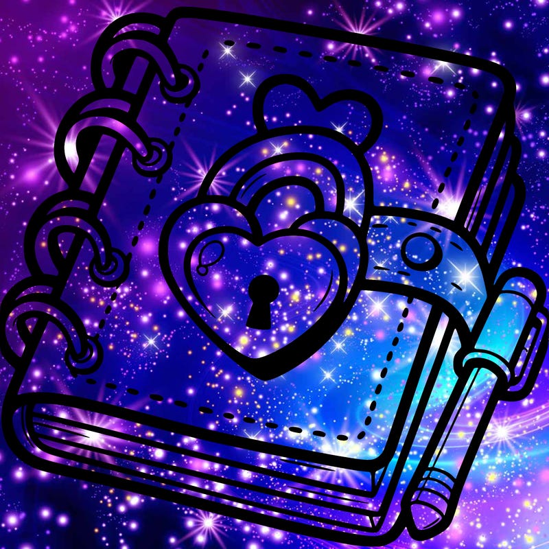 a diary with a heart-shaped lock and a matching key.