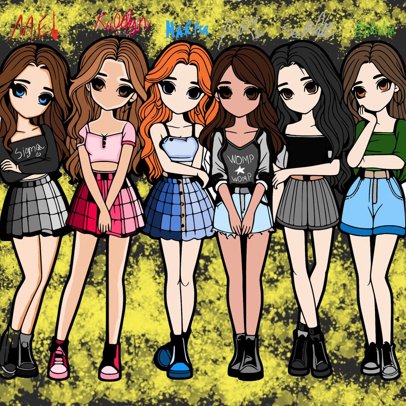 a group of girls realistic