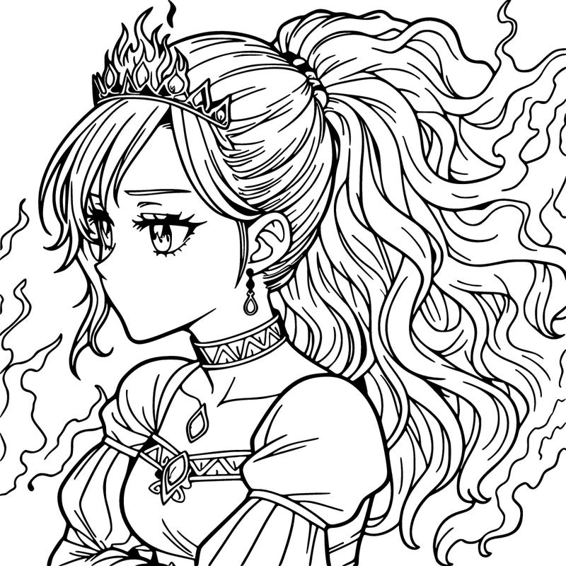realistic manga fire princess