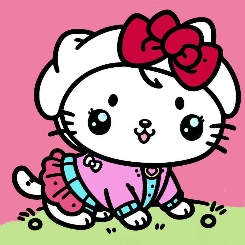 cute girl puppy wearing a hello kitty costume