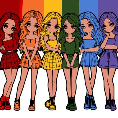 a group of girls realistic