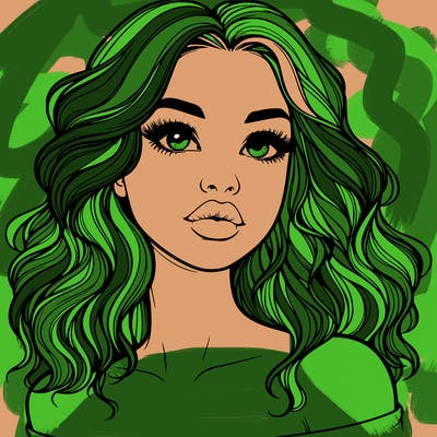 realistic girl with wavy hair and lips