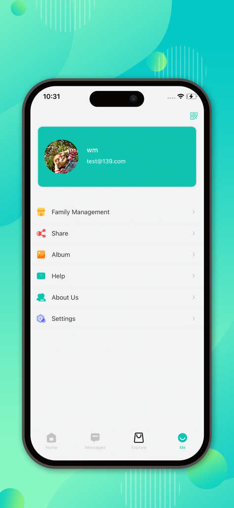 Morecam - User profile and settings screen in the Morecam security app