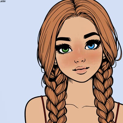 realistic girl with braids