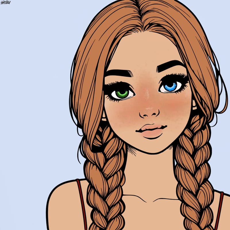 realistic girl with braids