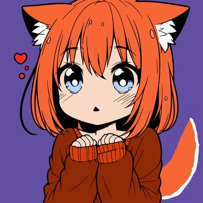 shy anime catgirl