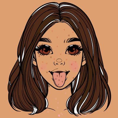 realistic girl with her tongue out