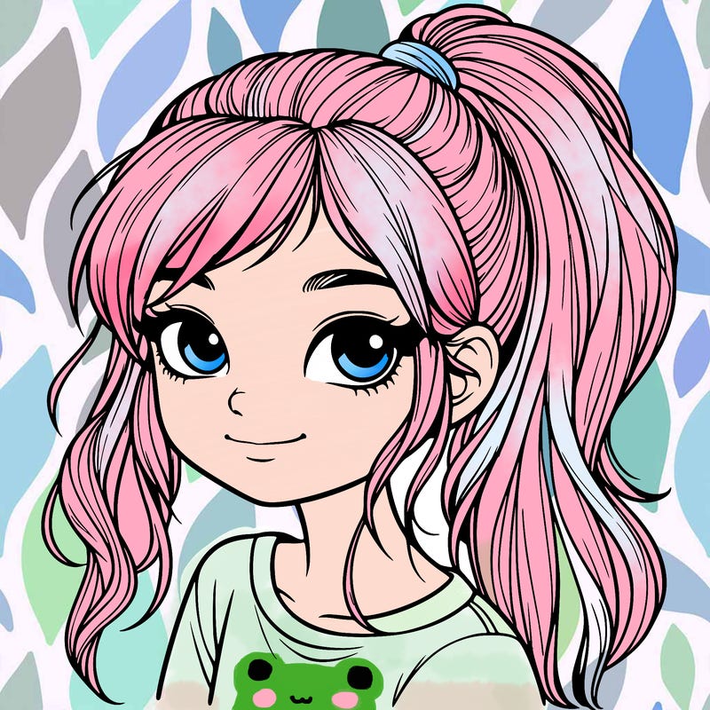 realistic girl with ponytail