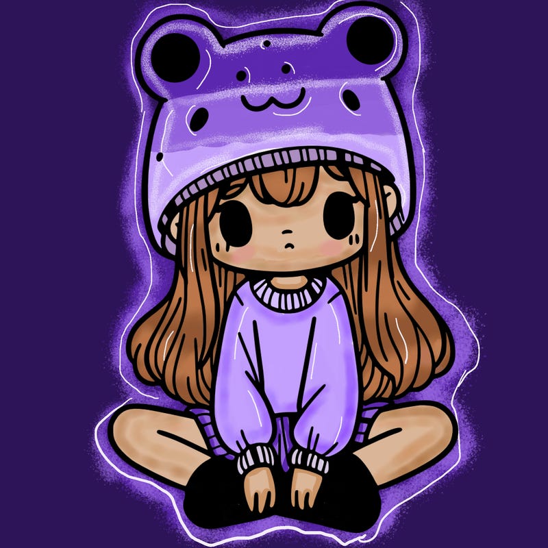 a girl wearing a frog hat and some frog socks