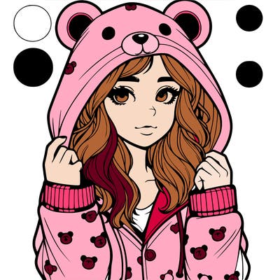 realistic girl in a animal pjs hoodie